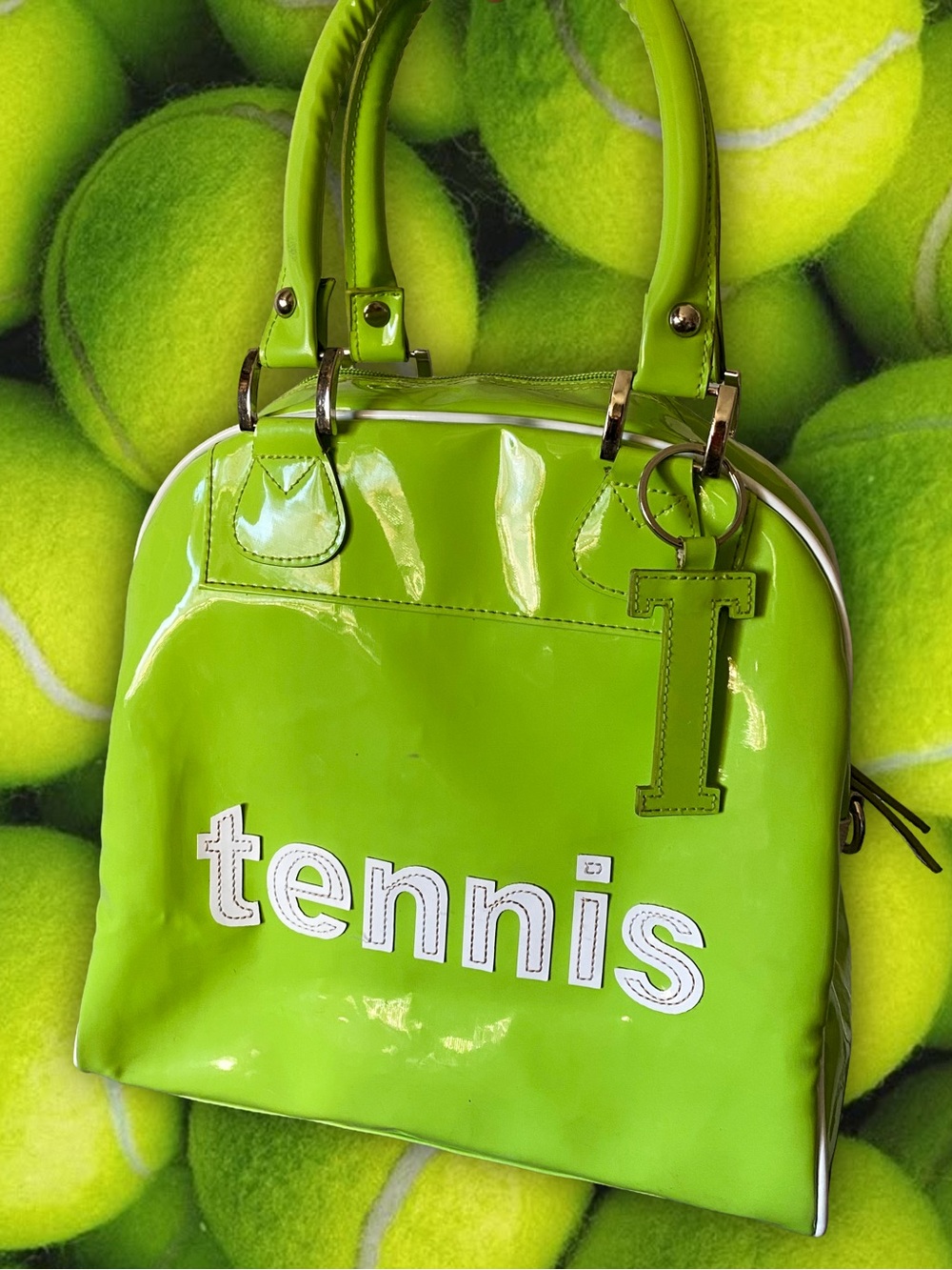Trumpette Lime Green “tennis” Patent Leather Handbag/Purse/Tote Used Y2K Brat